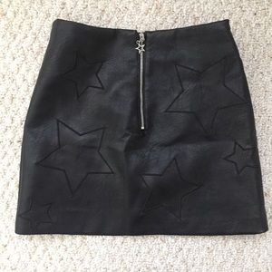 H&M Embroidered star faux leather skirt